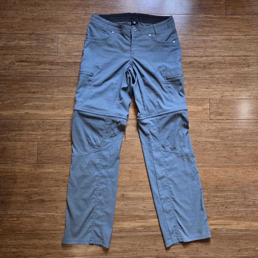 Women's Kuhl Grey Convertable Zip Shorts Hiking Climbing Pants Size 4